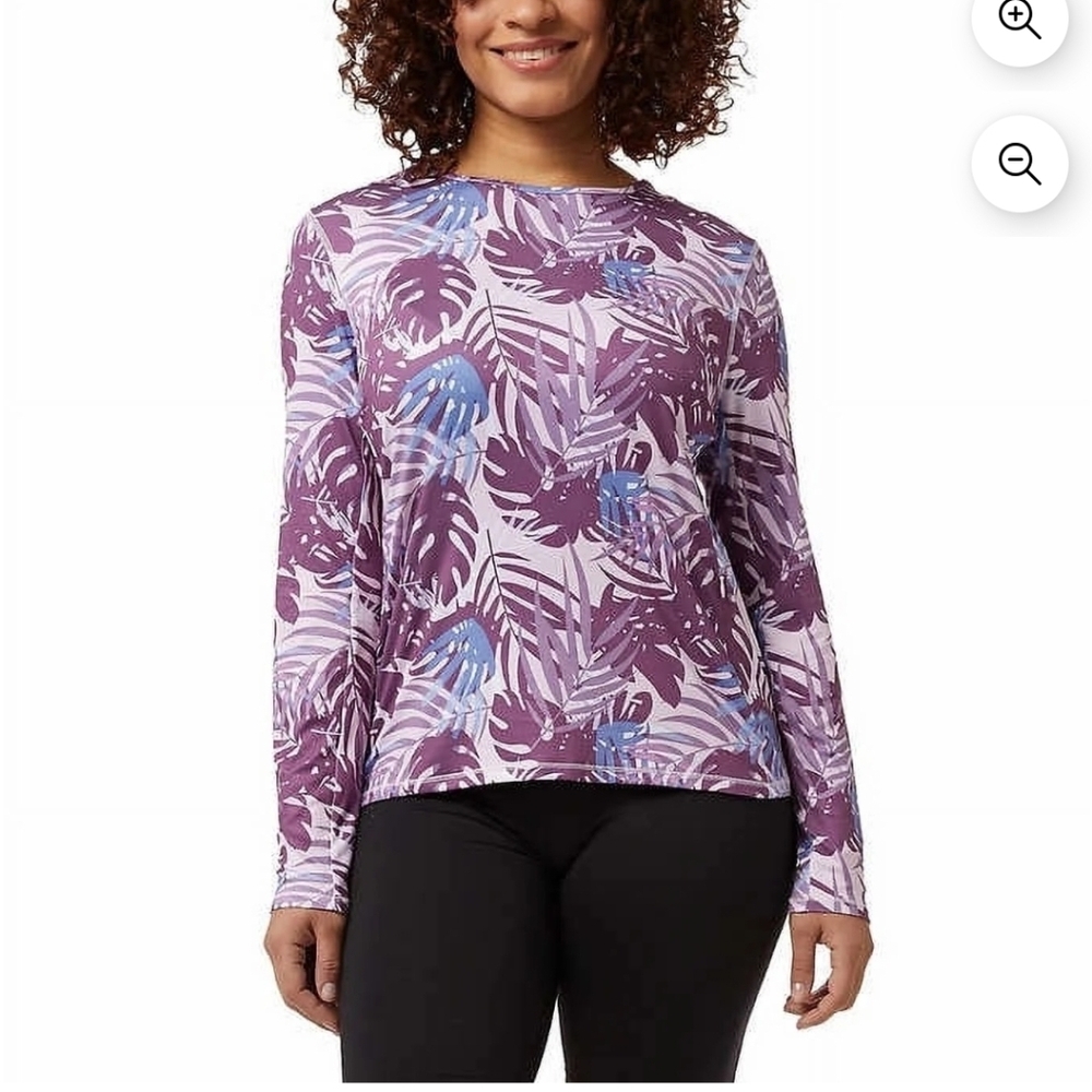 32 Degrees Women's  Palm Leaf Print Tee UPF 50+ Protection Long Sleeve Sun T-Shi